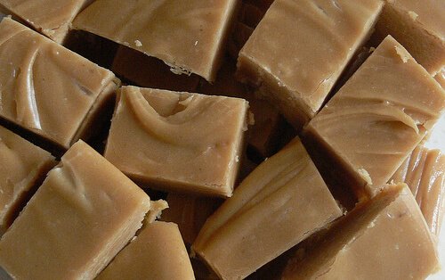 Fudge cut into squares