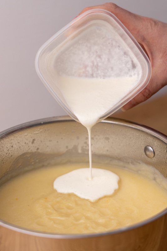 Adding thawed sour cream to soup