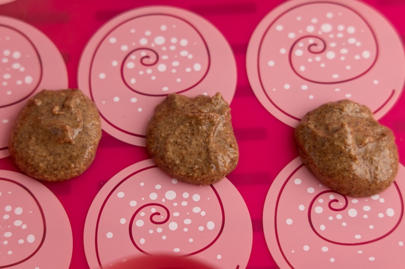 Almond butter blobs freezing prep