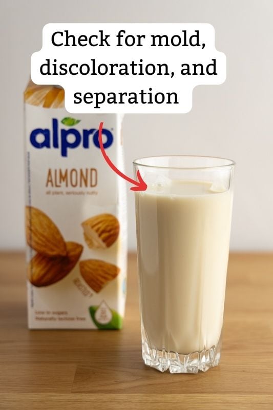 Almond milk: check for spoilage signs