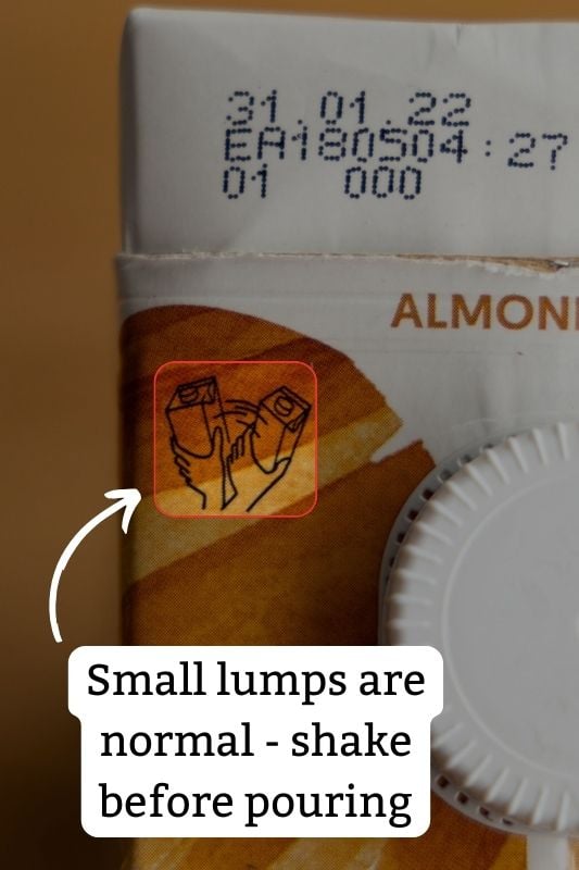 Almond milk: shake before use