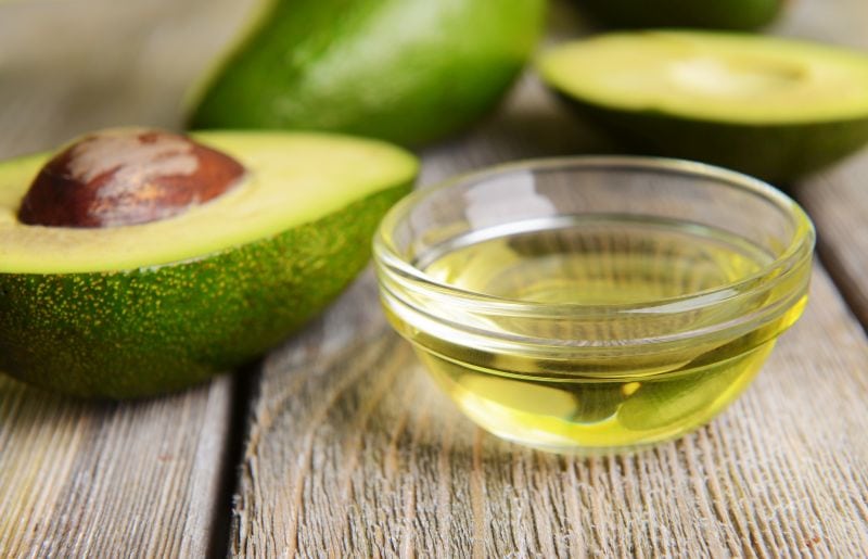 Avocado oil in a glass bowl