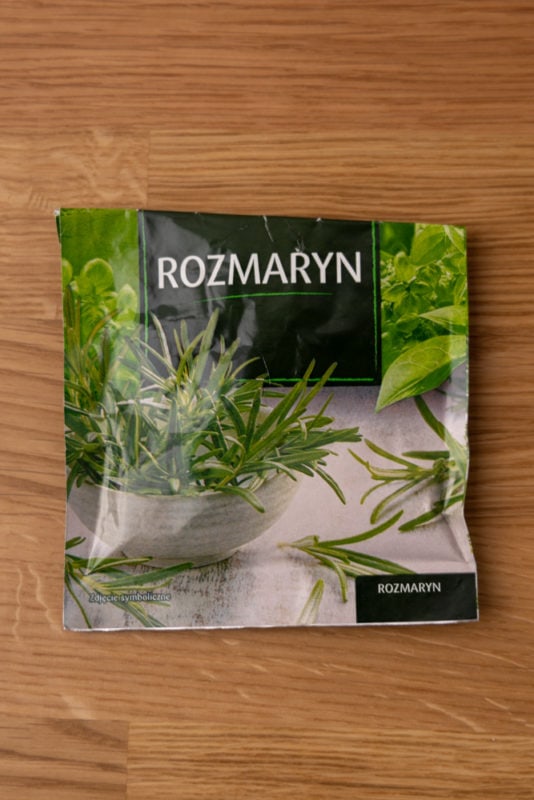 Folded bag of dry rosemary