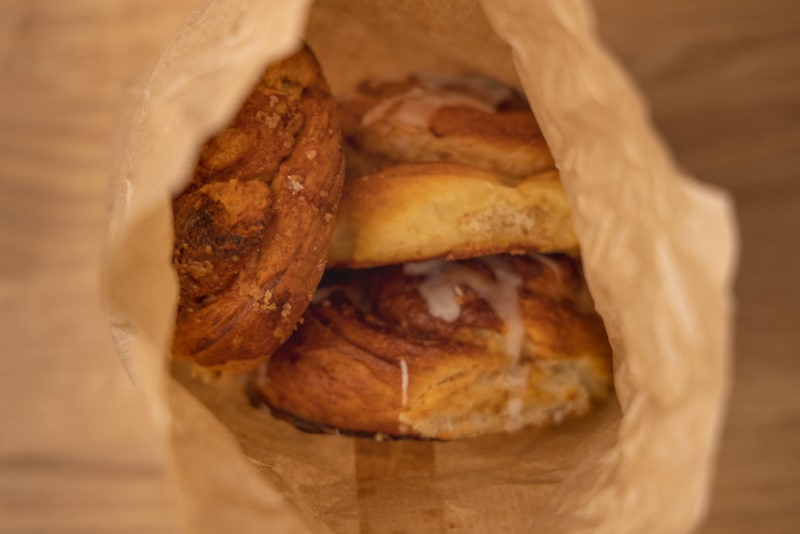 Bag with cinnamon rolls