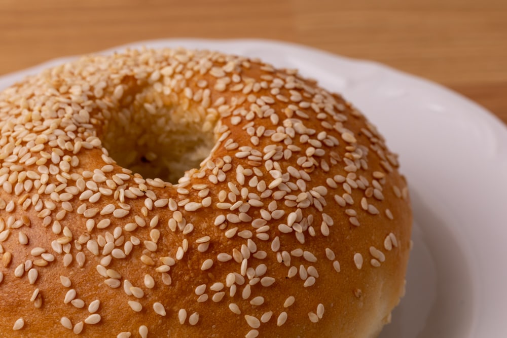 Bagel closeup on sesame seeds