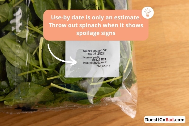 Bagged spinach printed date