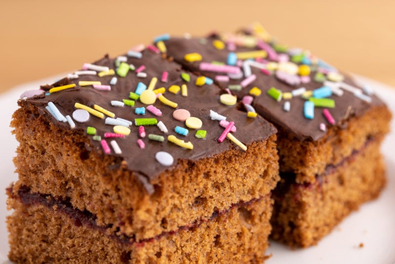 Baked and decorated gingerbread cake