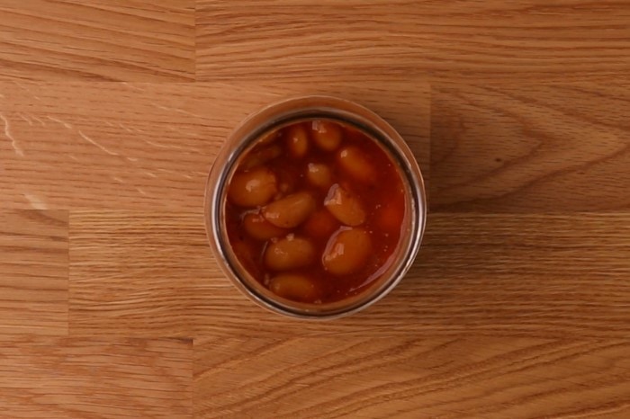 Baked beans in a glass jar