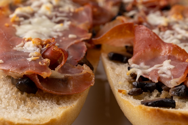 Baked prosciutto closeup