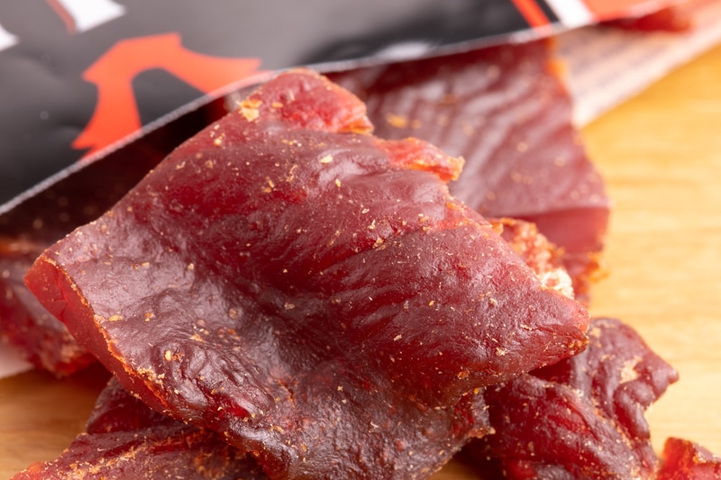 Beef jerky closeup