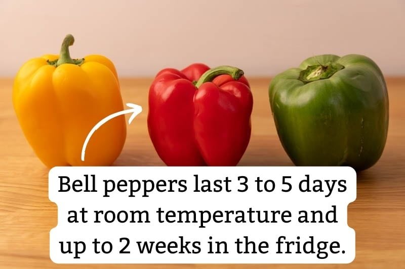 Bell peppers: fridge and room temperature storage time comparison