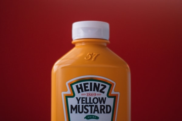 Bottle of Heinz yellow mustard