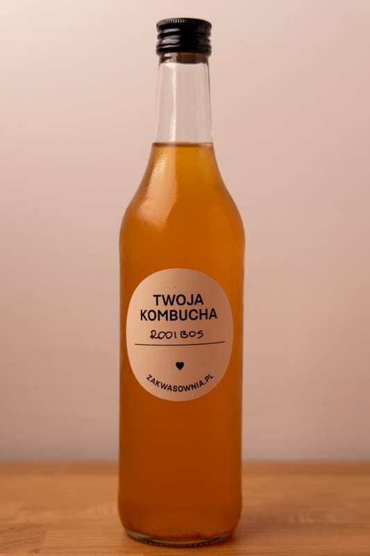 Bottle of rooibos kombucha