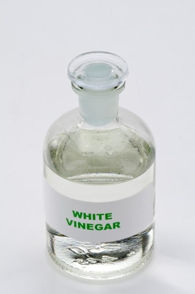 White vinegar in a glass bottle