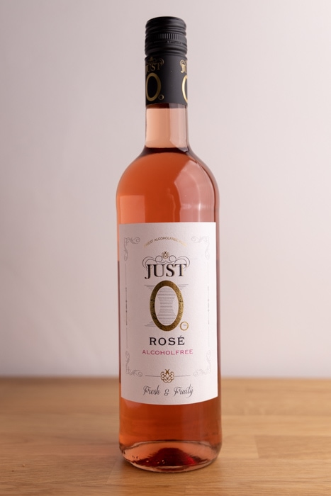 Bottle of alcohol-free wine