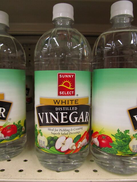 Bottles of white distilled vinegar