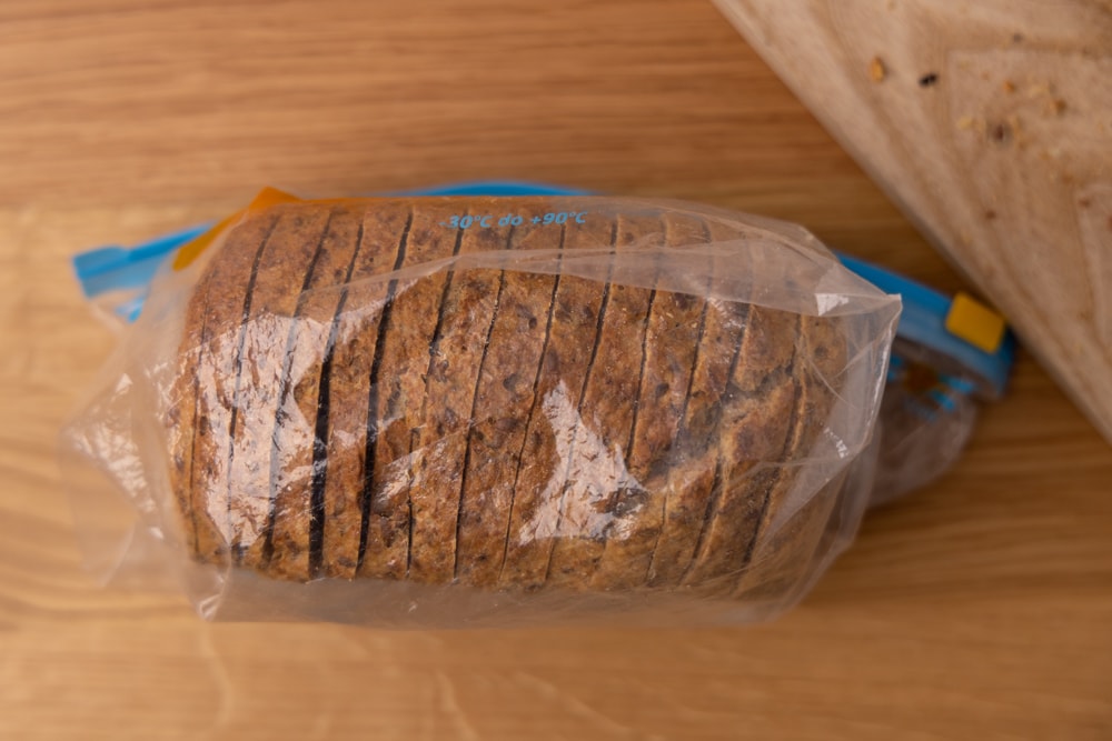 Bread prepped for freezing