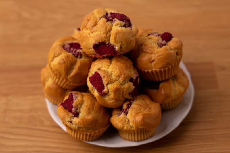Bunch of raspberry muffins