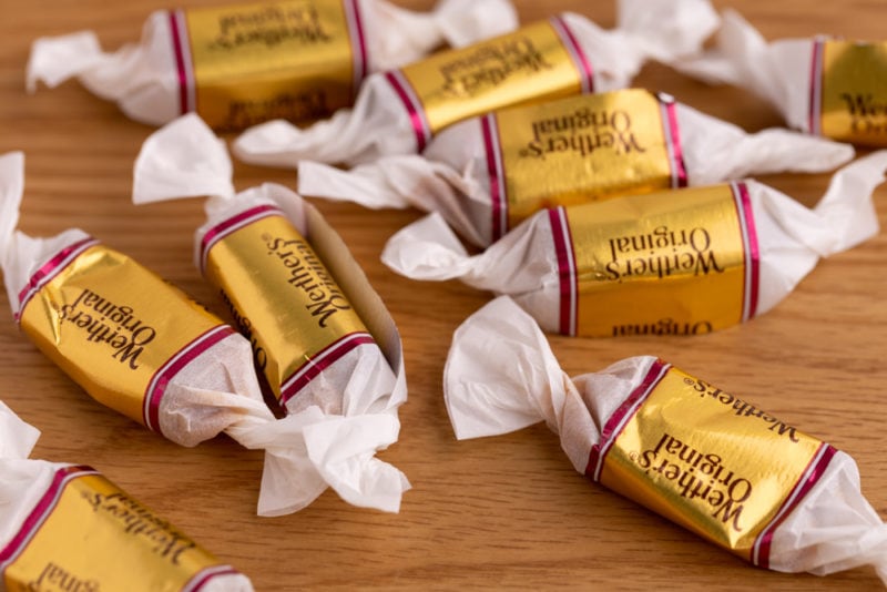 Bunch of wrapped caramels