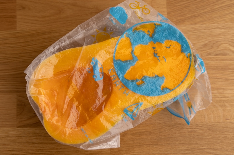 Butternut half in a bag