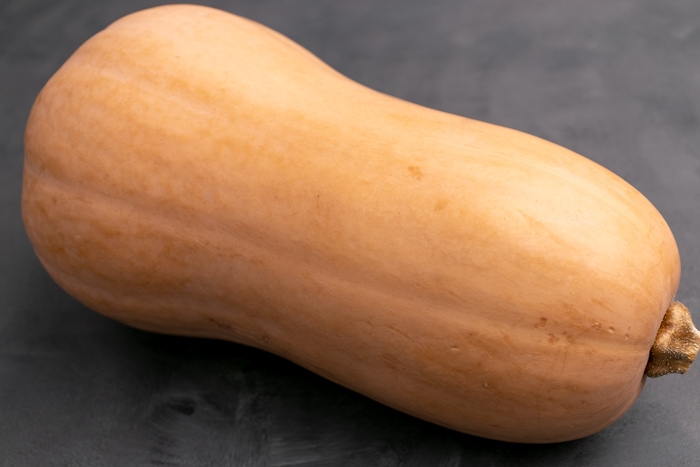 Butternut squash on its side