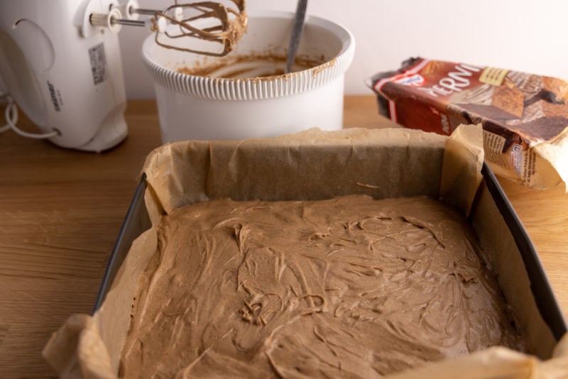 Cake batter ready for baking