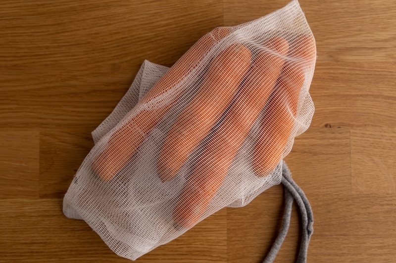 Carrots in ventilated bag