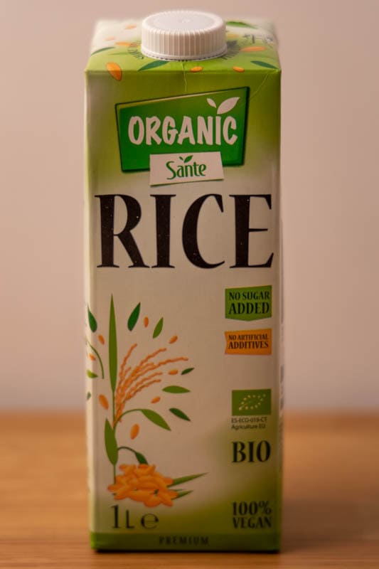 Carton of rice milk