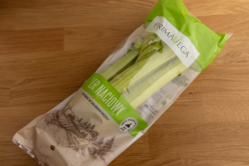 Celery in a ventilated bag