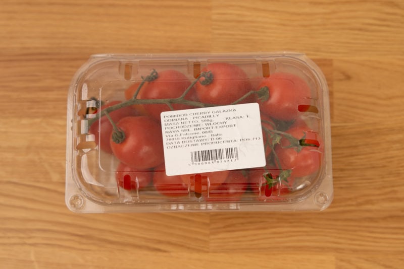 Cherry tomatoes in a clamshell container