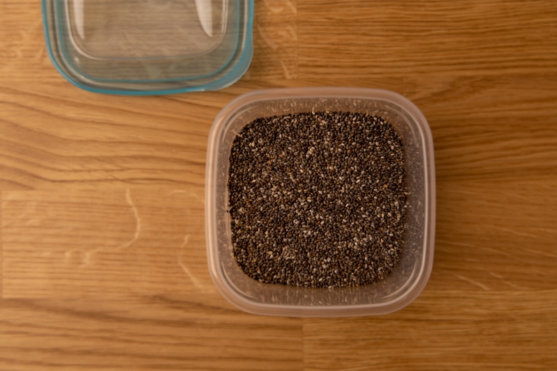 Chia seeds in an airtight container