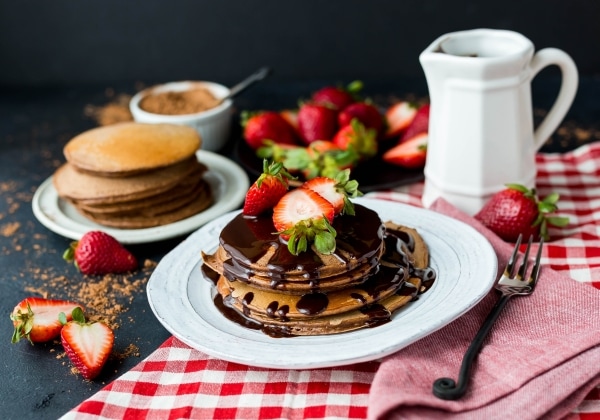 Chocolate strawberry pancakes