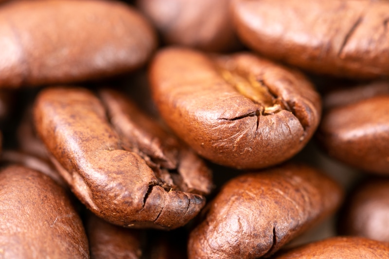 Closeup on coffee beans