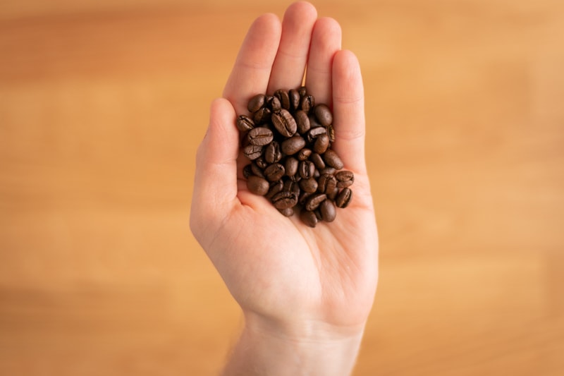 Coffee beans in hand