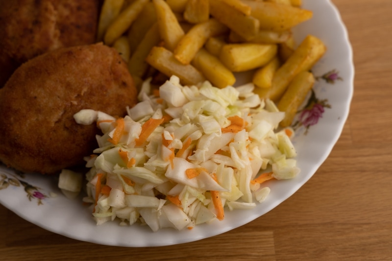 Coleslaw served for dinner