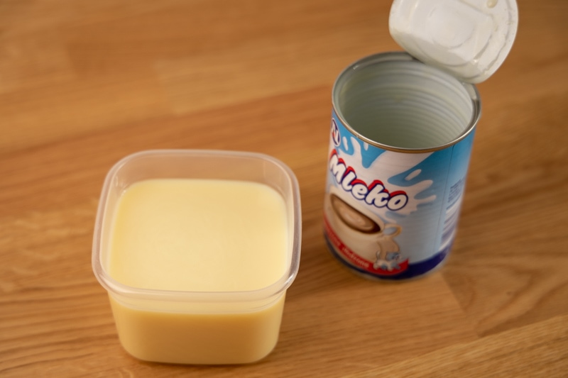 Condensed milk in a container