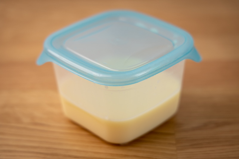 Condensed milk ready for freezing
