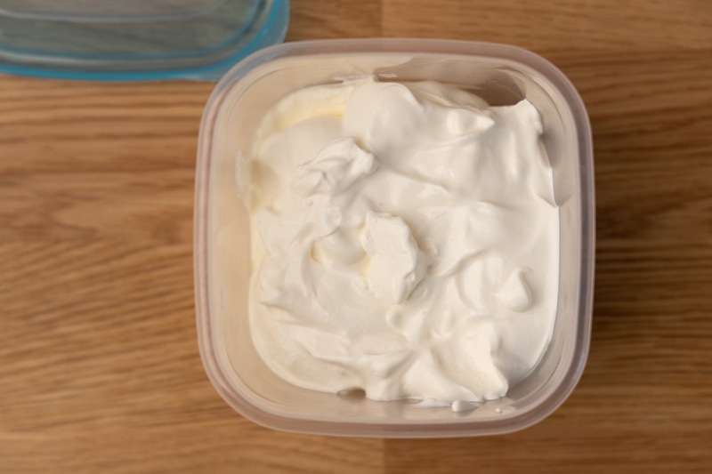Container with thick heavy cream