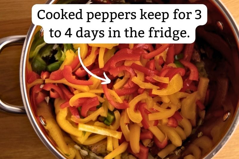 Cooked bell peppers storage time