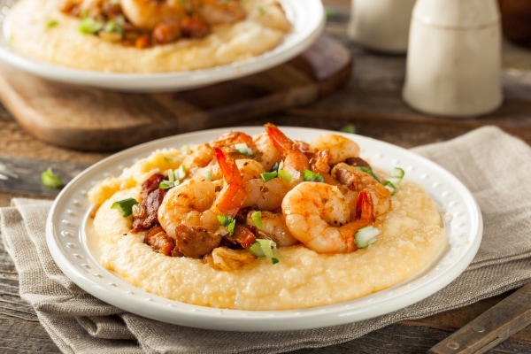 Shrimp and Grits with Pork and Cheddar