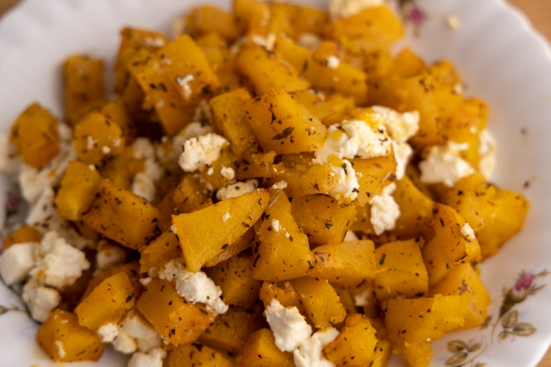 Cooked pumpkin with feta