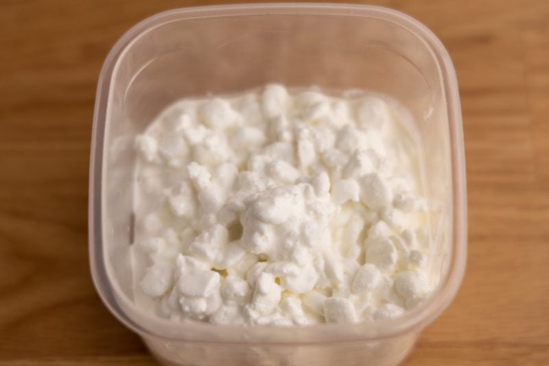 Cottage cheese before freezing