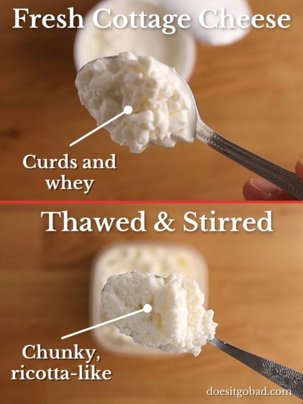 Cottage cheese: fresh vs thawed and stirred