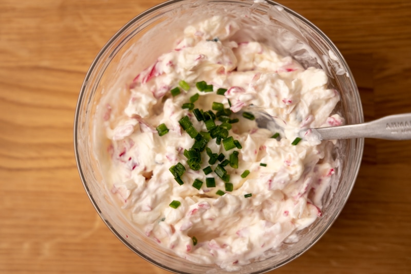 Cream cheese with radishes and chives