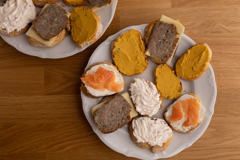 Crostini with different toppings