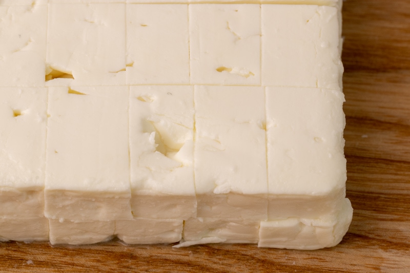 Cubed feta