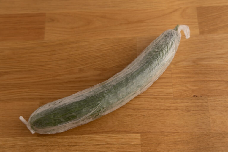 Cucumber wrapped in plastic