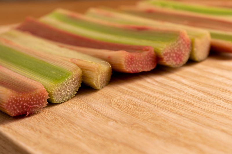 Cut rhubarb stalks