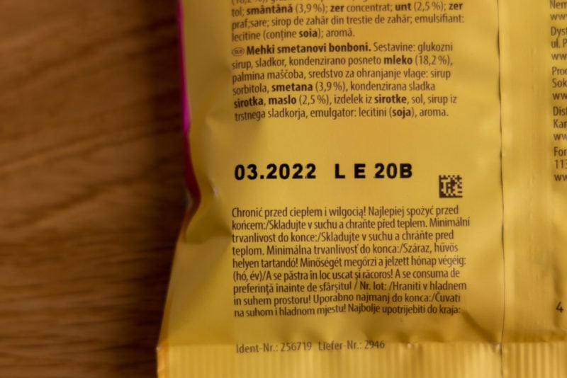 Date on caramels