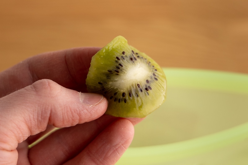 Defrosted kiwi slice